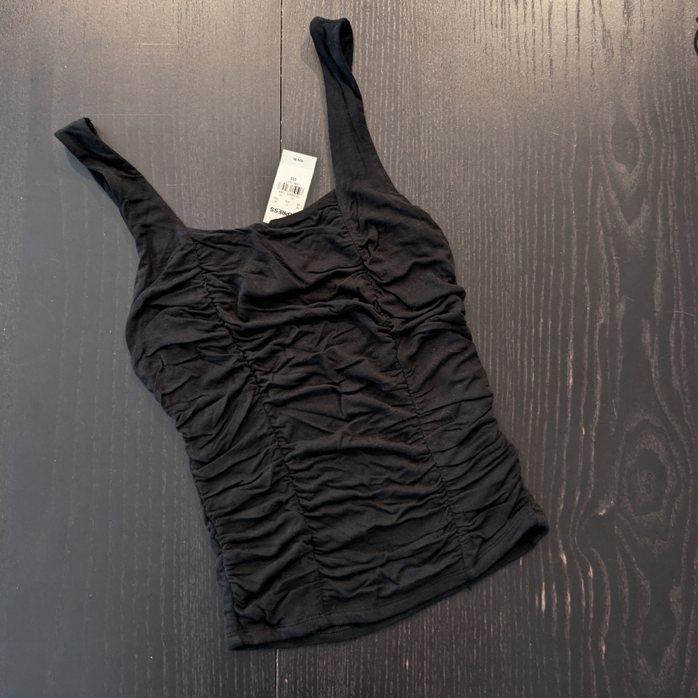NWT Express XXS Blacked ruched stretchy tank top